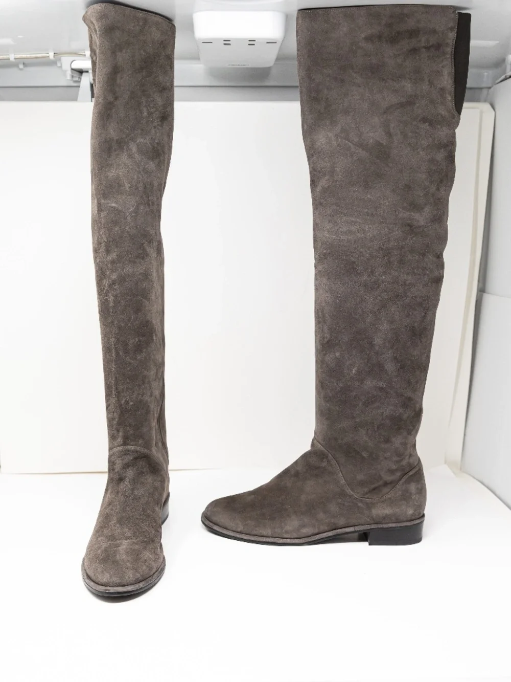 Stuart Weitzman x Scoop Genuine Suede Flat Over The Knee Boots Shoes Gray 8.5